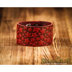 Genuine Leather Bracelet Cuff Wristband Stars Knotwork  Carving Leather 